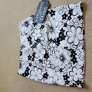 Grace Dane Lewis Skirt 10 Black White Flowers